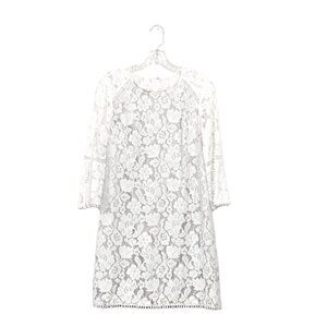 Vince Camuto Floral Lace Boho Shift Dress White Size 6
